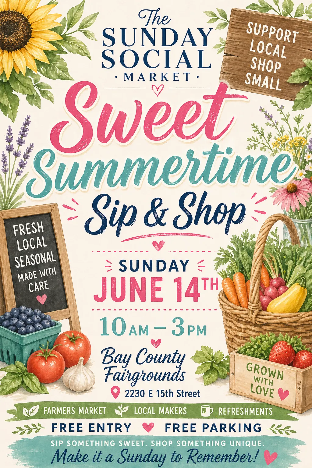 sunday social - sweet summertime flyer